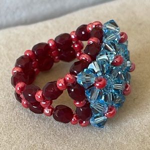 SWAROVSKI RING RED & BLUE PATRIOTIC